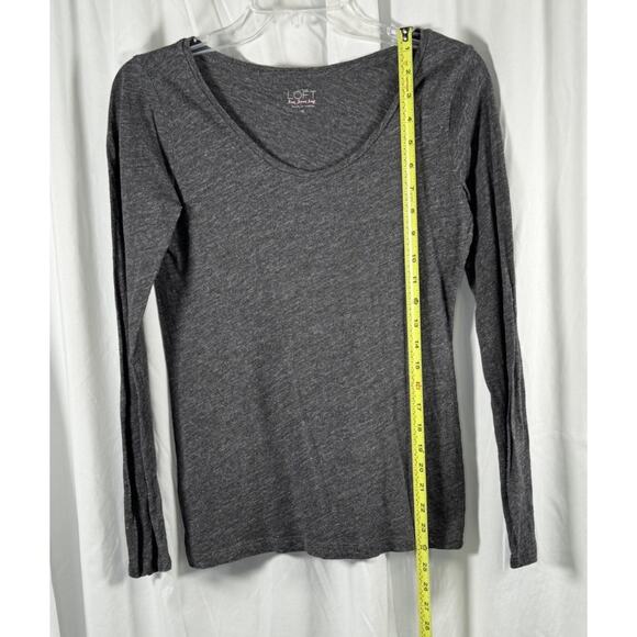 Ann Taylor Loft Cotton Scoop Neck Long Sleeves T-Shirt Heather Gray XS 86-27 - Picture 7 of 12